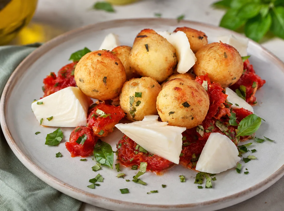 Bolinho de queijo com tomate seco